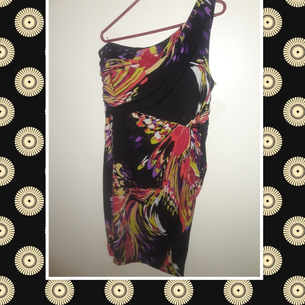 Avenue one sleeve shoulder floral dress